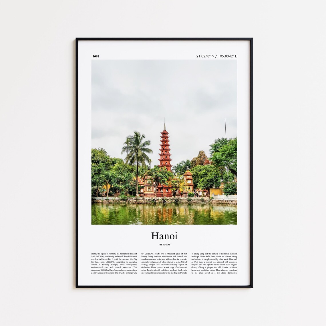 Hanoi Vietnam Tran Quoc Pagoda West Lake Temple Color Photo Poster