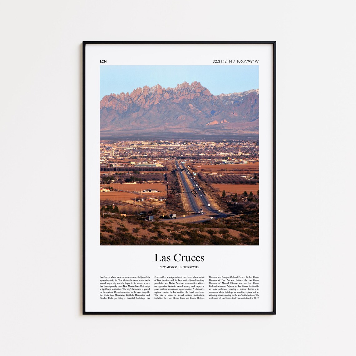 Las Cruces New Mexico Desert Organ Mountains City Color Photo Poster