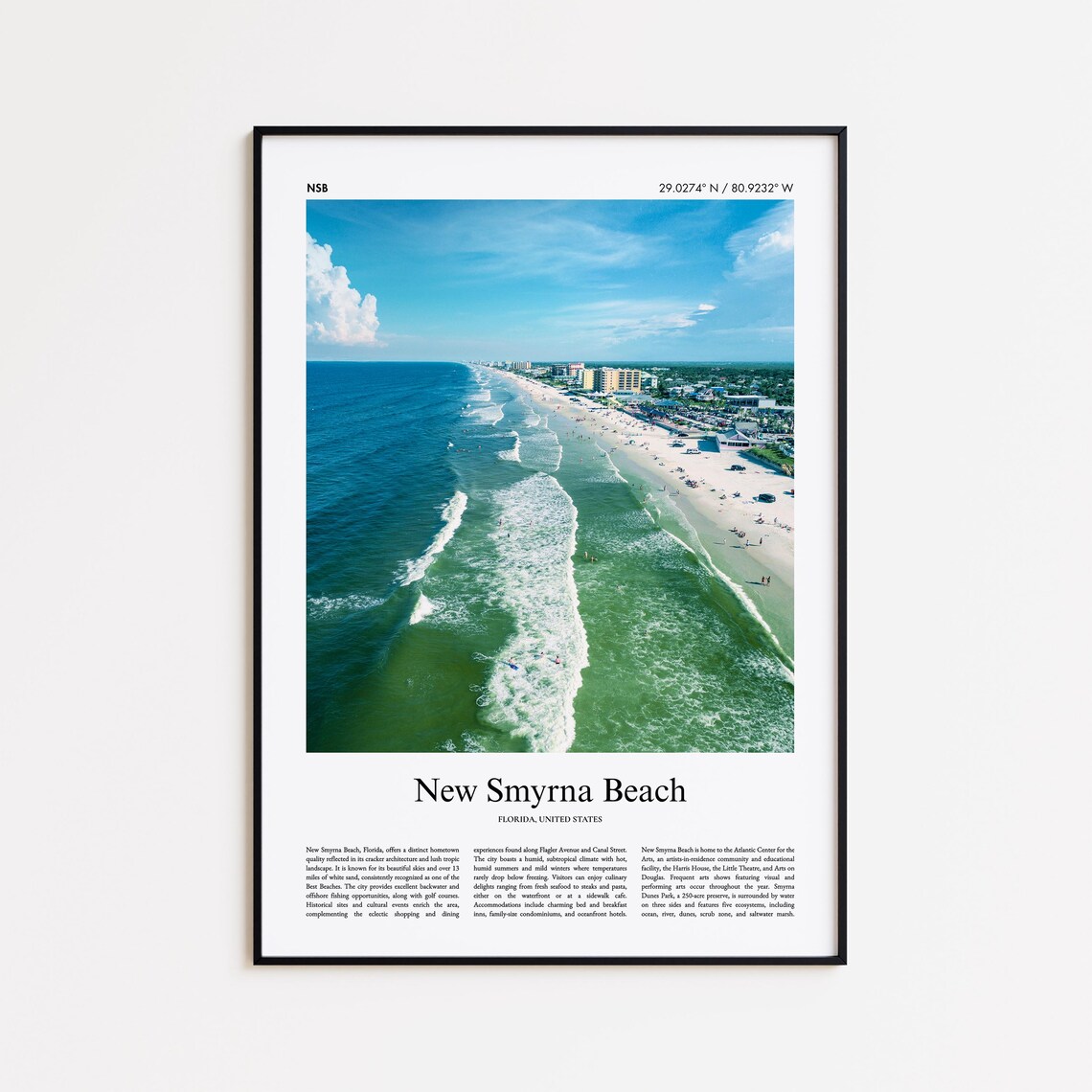 New Smyrna Beach Florida Aerial Coastline Ocean Photo Poster