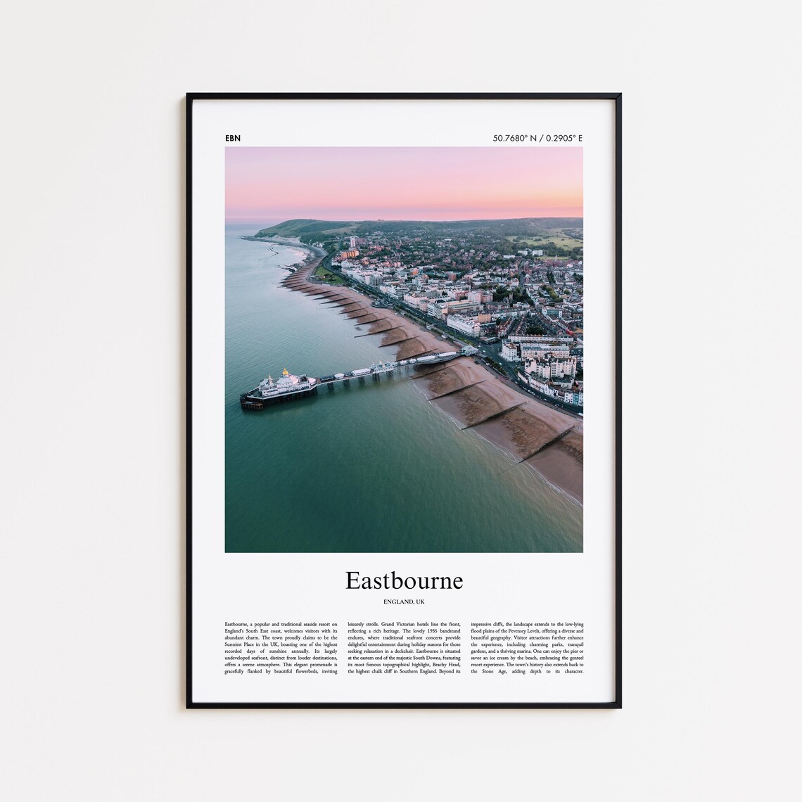 Eastbourne England Sunset Pier Seaside Aerial Travel Photo Poster