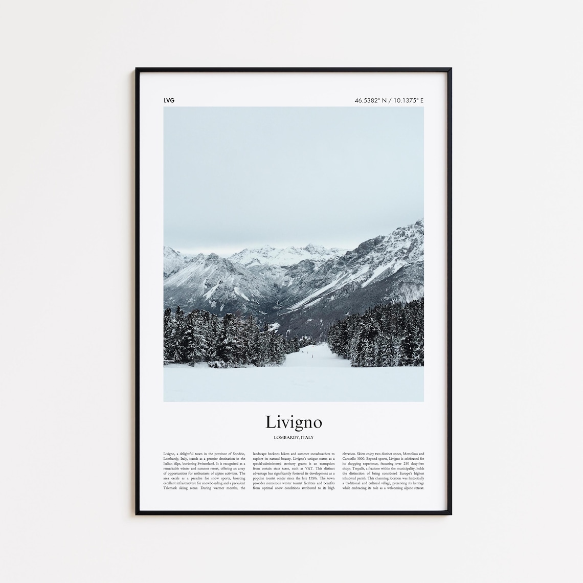 Livigno Italy Snowy Alpine Valley Winter Mountain Landscape Poster