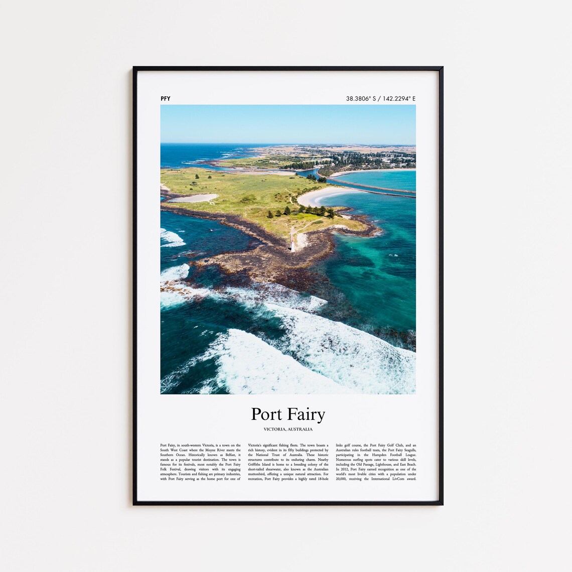 Port Fairy Victoria Australia Coastal Aerial Photo Travel Poster