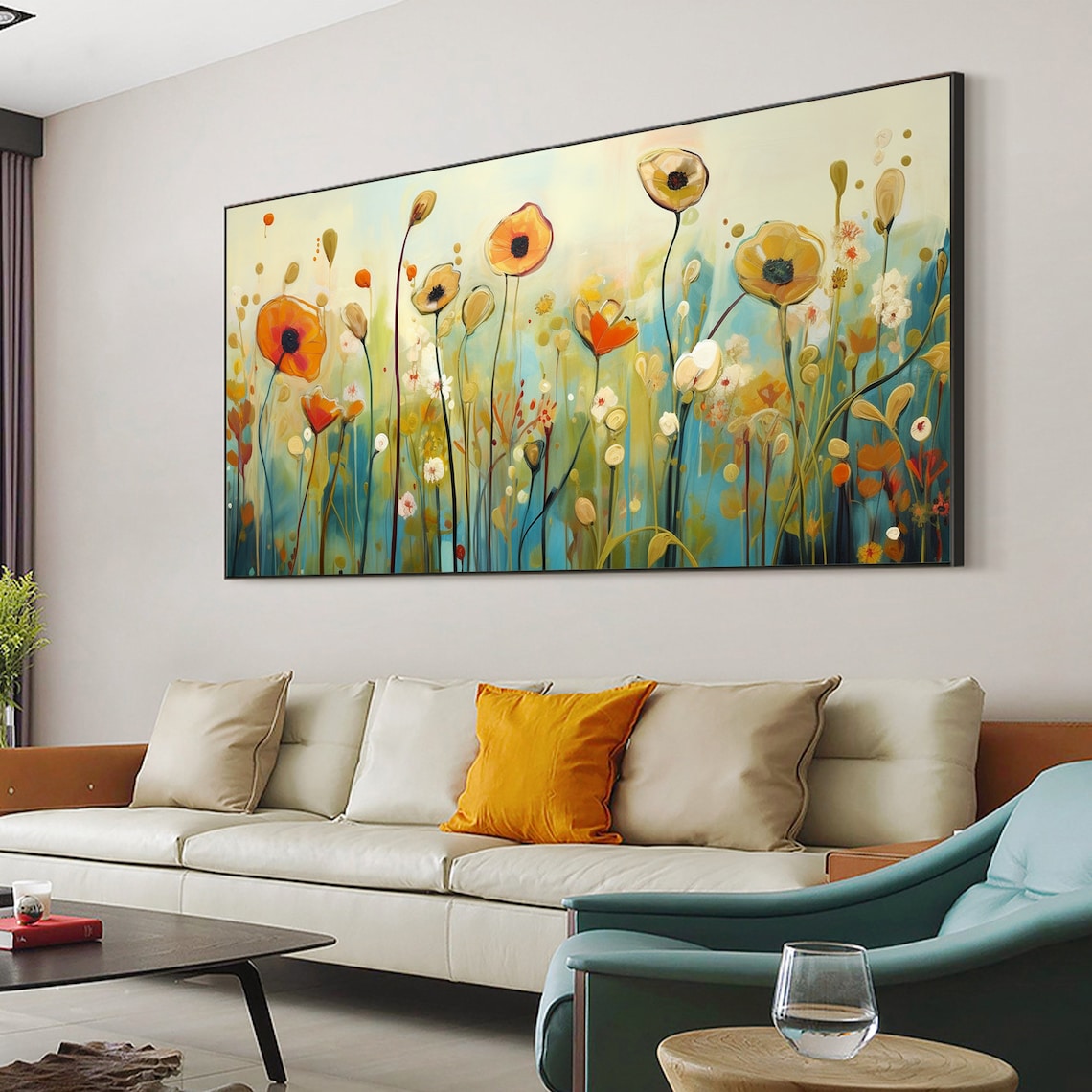 Custom Poppy Flower Oil Painting Art Print, Abstract Floral - Image 4