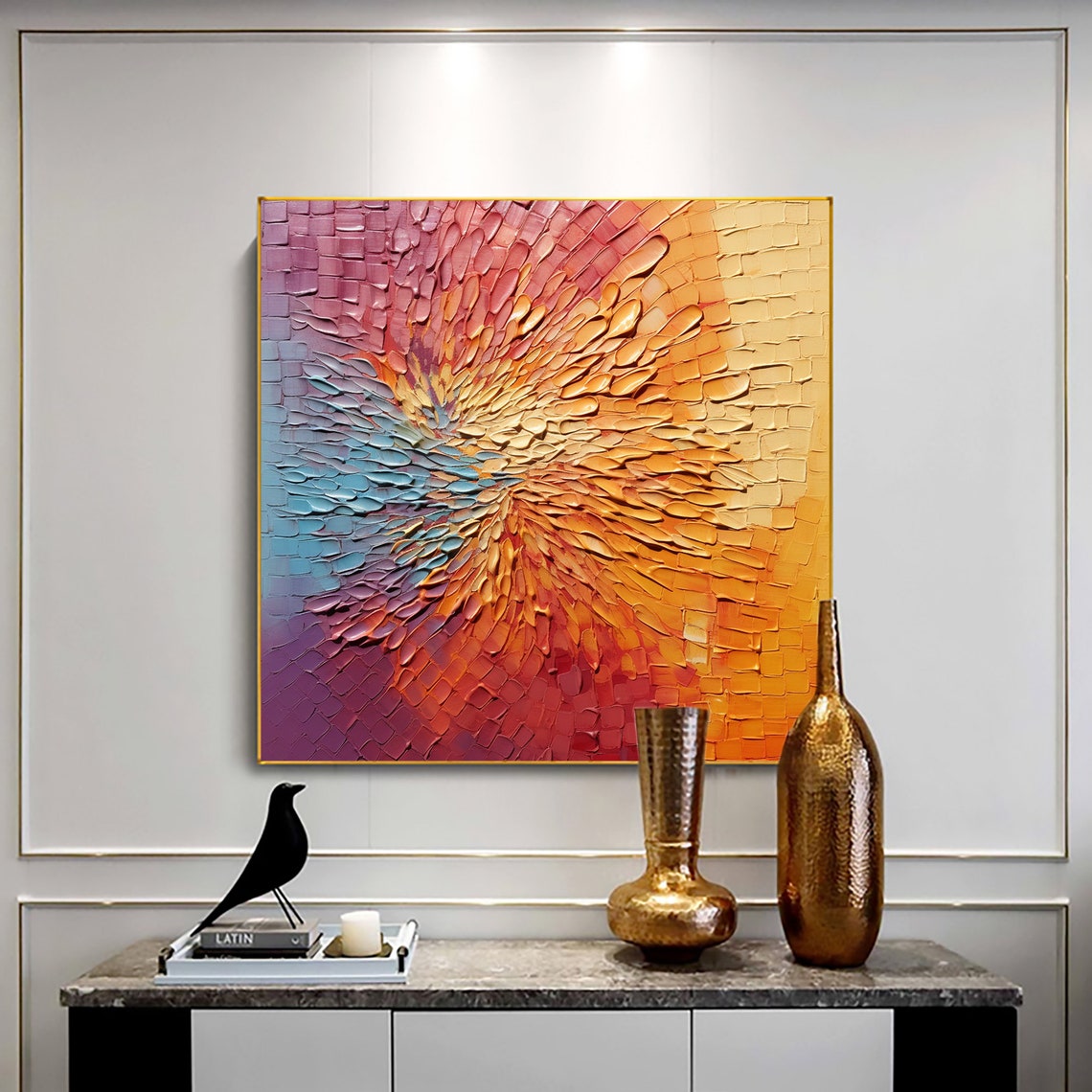 Firework Petal Burst Orange Yellow Pink Abstract Texture Poster - Image 3