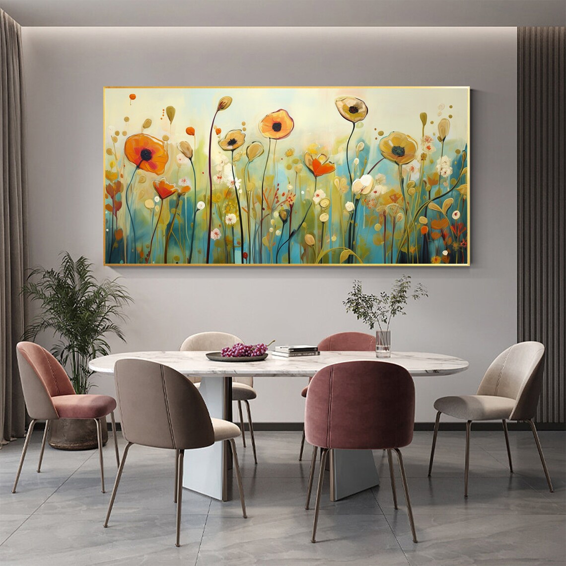 Custom Poppy Flower Oil Painting Art Print, Abstract Floral - Image 3