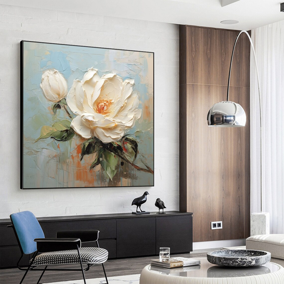 Custom Large White Flower, Abstract Minimalist Art Print - Image 4