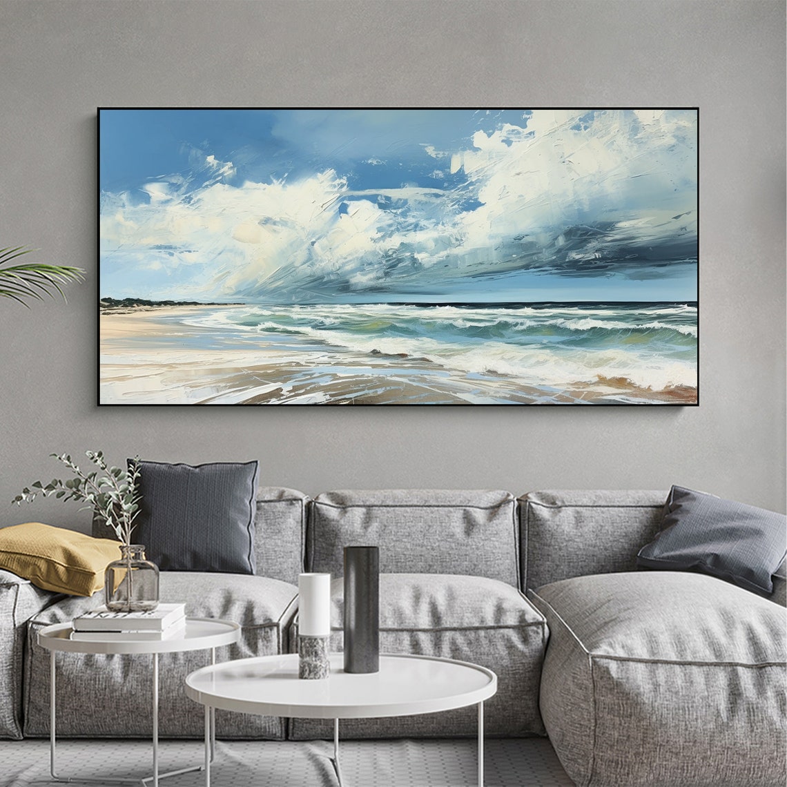 Dramatic Cloud Seascape Blue Ocean Waves Coastal Scene Poster - Image 8