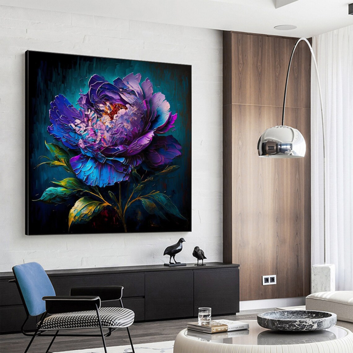 Abstract Purple Flower Oil Painting Art Print - Image 2