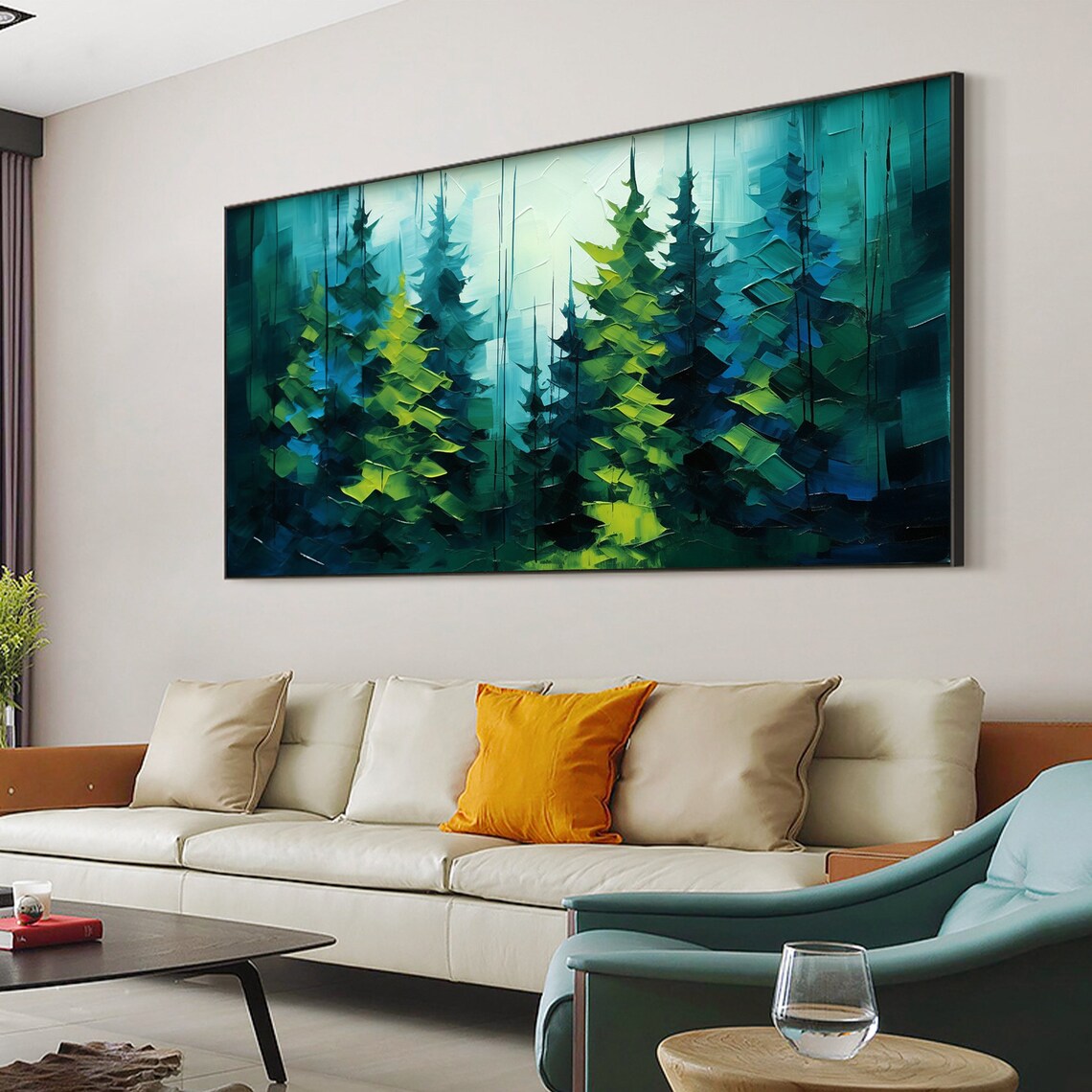 Custom Abstract Forest Oil Painting, Minimalist Art Print - Image 4