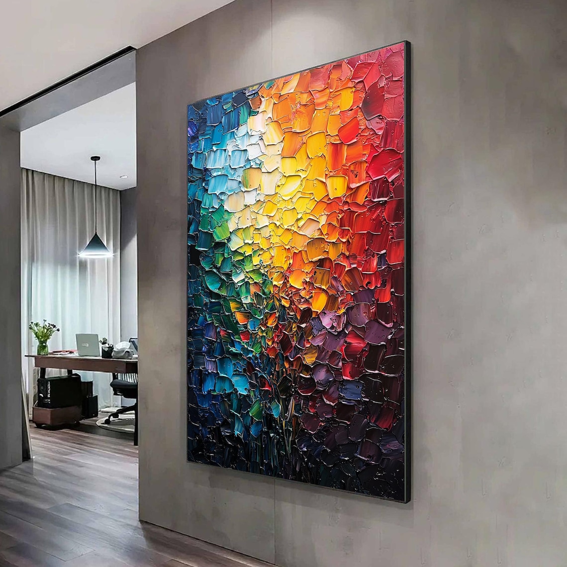 Abstract Impasto Painting, Boho Living Room Art Print - Image 6