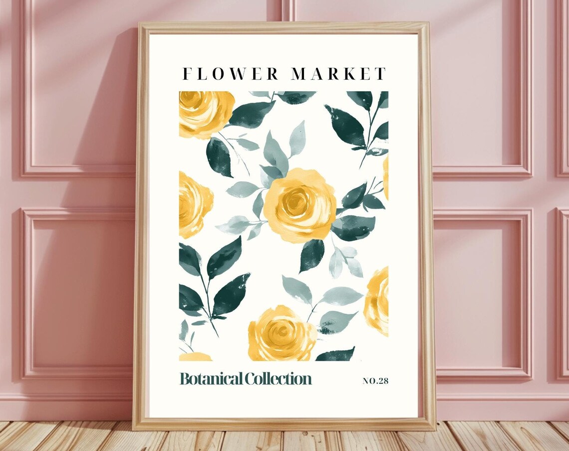 Pale Yellow Rose Flower Market Watercolor Botanical No 28 Poster