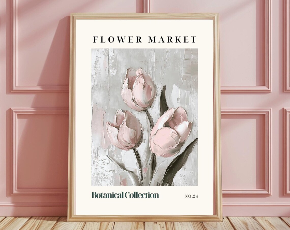 Flower Market Blush Pink Tulip Botanical Collection No.24 Poster