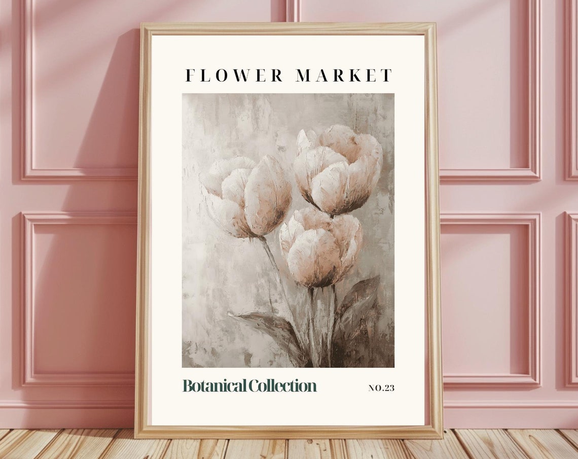 Flower Market White Tulips Botanical Collection No.23 Poster
