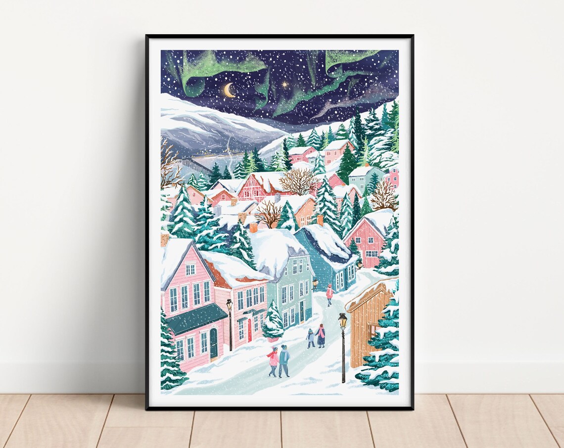 Northern Lights Norway Travel Poster, Aurora Borealis - Image 2