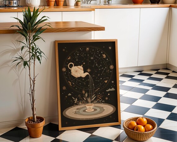 Celestial Astrology Tea Wall Art Print Zodiac Constellation Poster