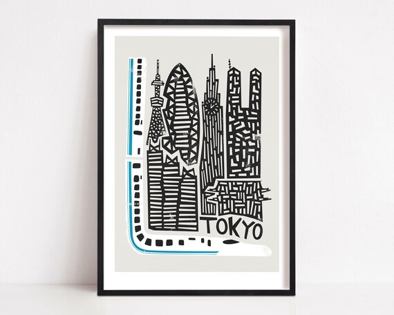Tokyo City Travel Poster, Shinkansen Bullet Train