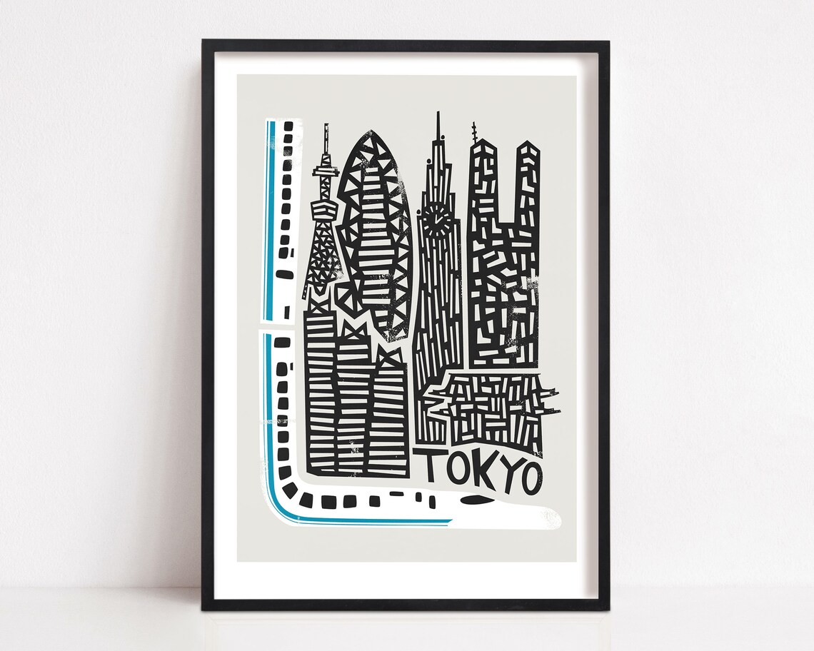 Tokyo City Travel Poster, Shinkansen Bullet Train