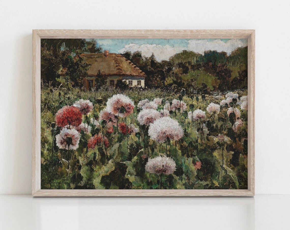Wild Poppy Field Farmhouse Vintage Oil Painting Floral Art Print