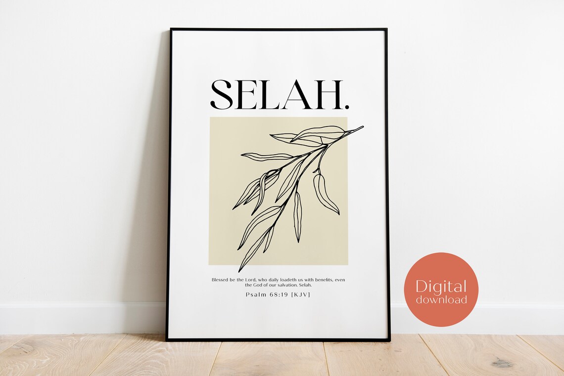 Selah Hebrew Definition Bible Verse Art Print - Image 6