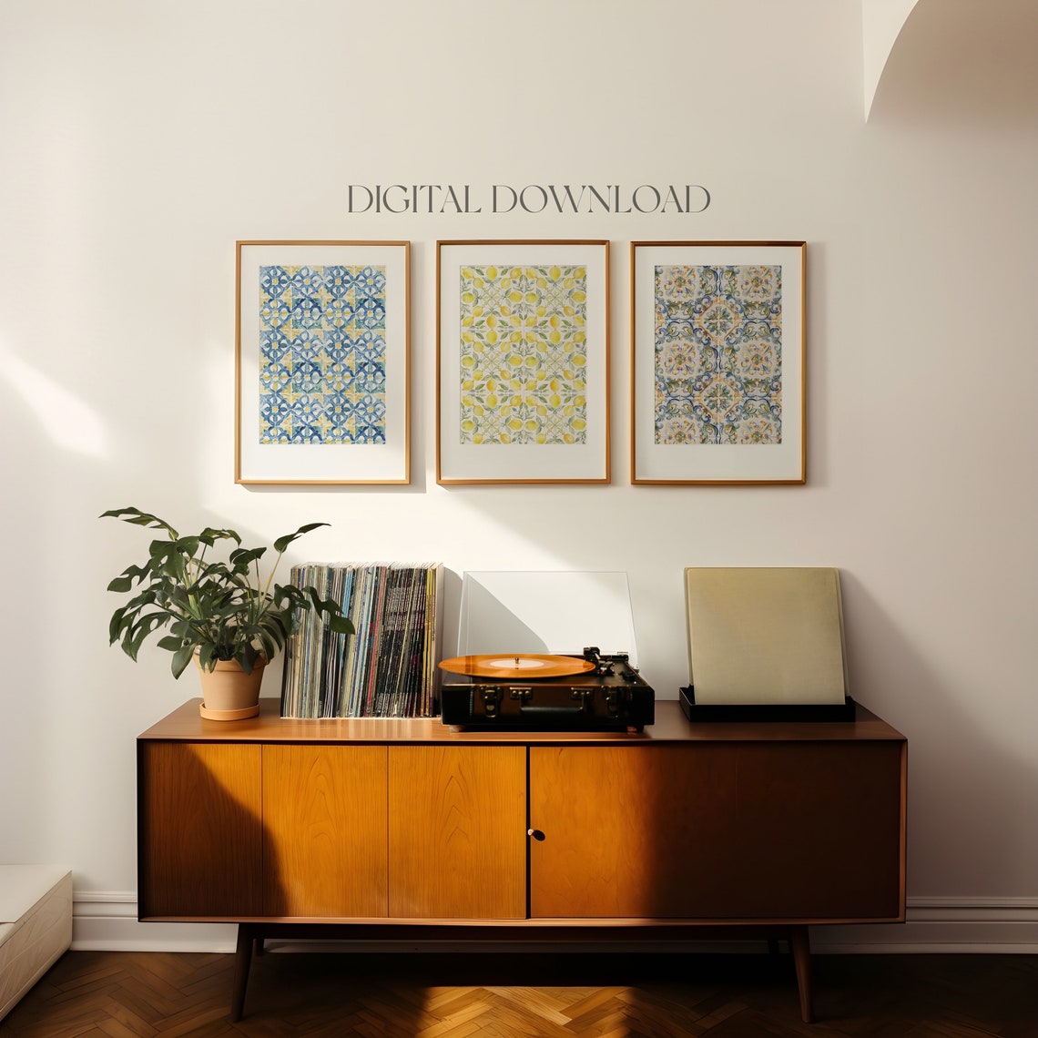 Santorini Mediterranean Tile Pattern Gallery Wall Art Set of 6 - Image 4