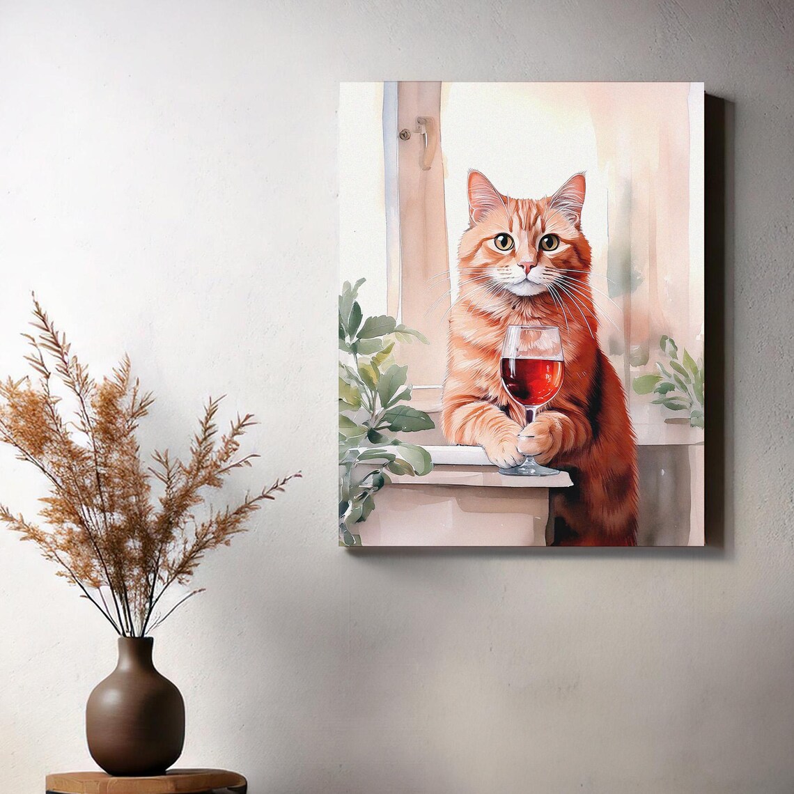 Funny Wine Cat Poster, Feline Humor Decor - Image 3