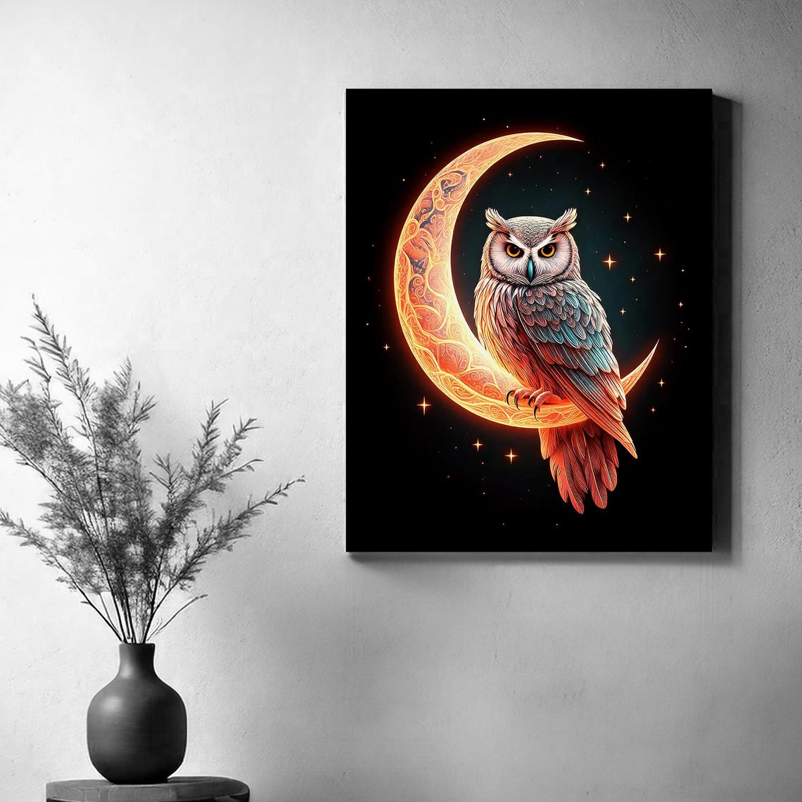 Owl Art Print Fantasy Animal Print Spiritual Art Art For Apartment Owl Bird Print Moon Spiritual Art 048 - Image 3
