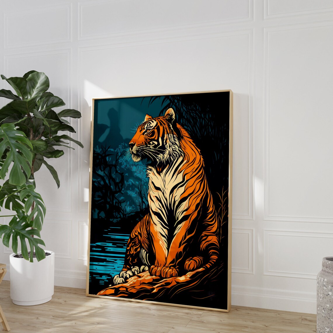 Bengal Tiger Floral Jungle Art Print - Image 2
