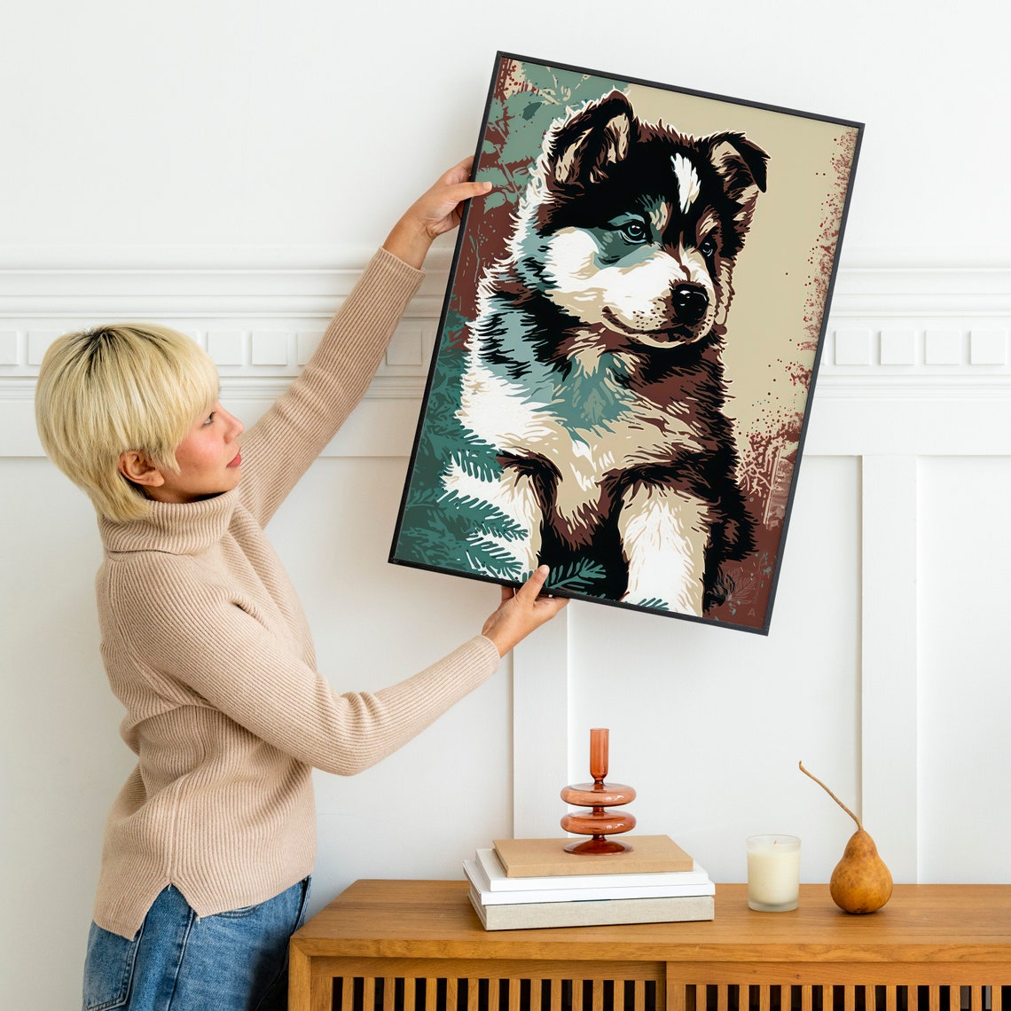Alaskan Malamute Art Print Malamute Painting Modern Dog Art Dog Lover Gifts Puppy Portrait Painting Nursery Decor - Image 3