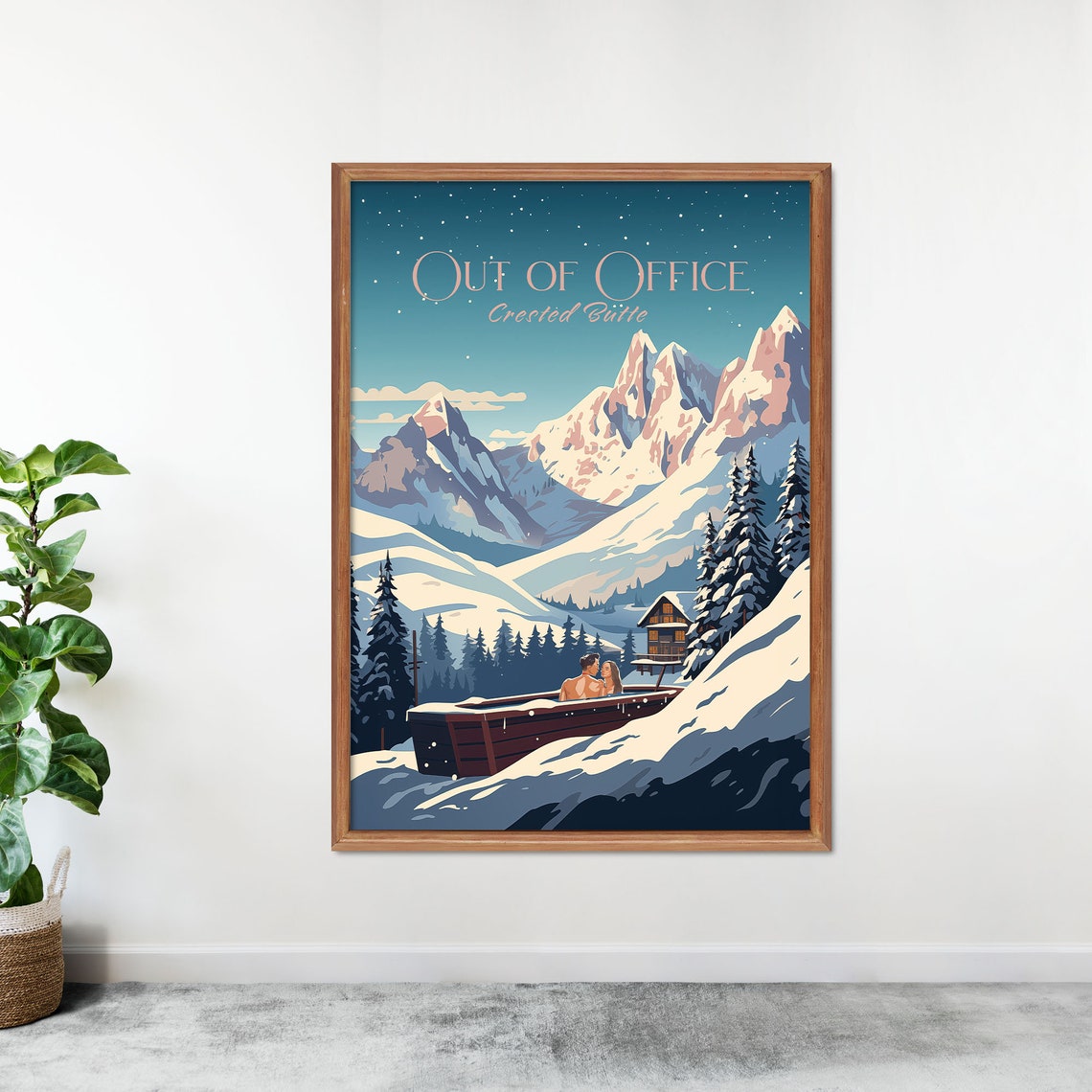 Retro Apres Ski Poster Out Of Office Newspaper Magazine Print Vintage Bar Cart Art Winter Wall Art European Ski Art Ski Lodge Print - Image 3