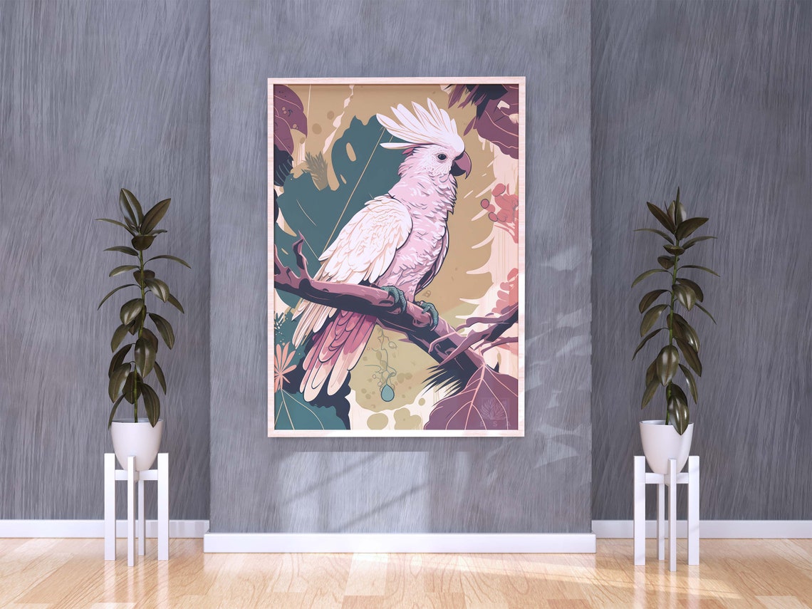 White Cockatoo Poster Blush Pink Tropical Bird Botanical Decor Art - Image 3