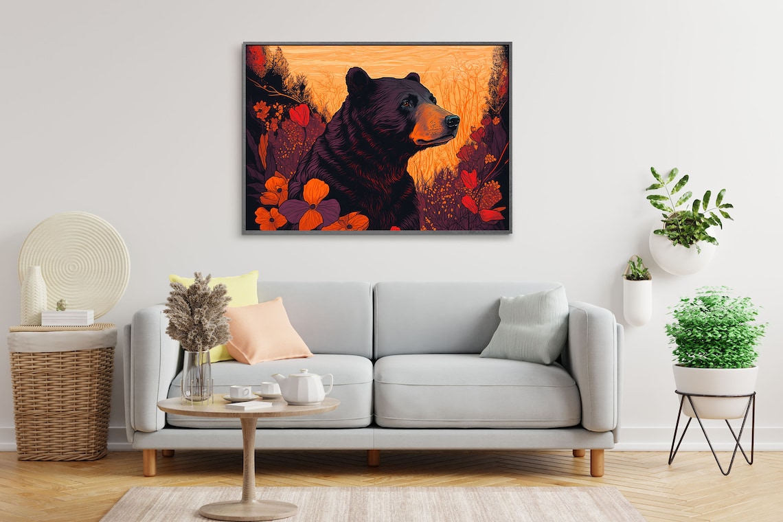Black Bear Rustic Cabin Decor Art Print - Image 2