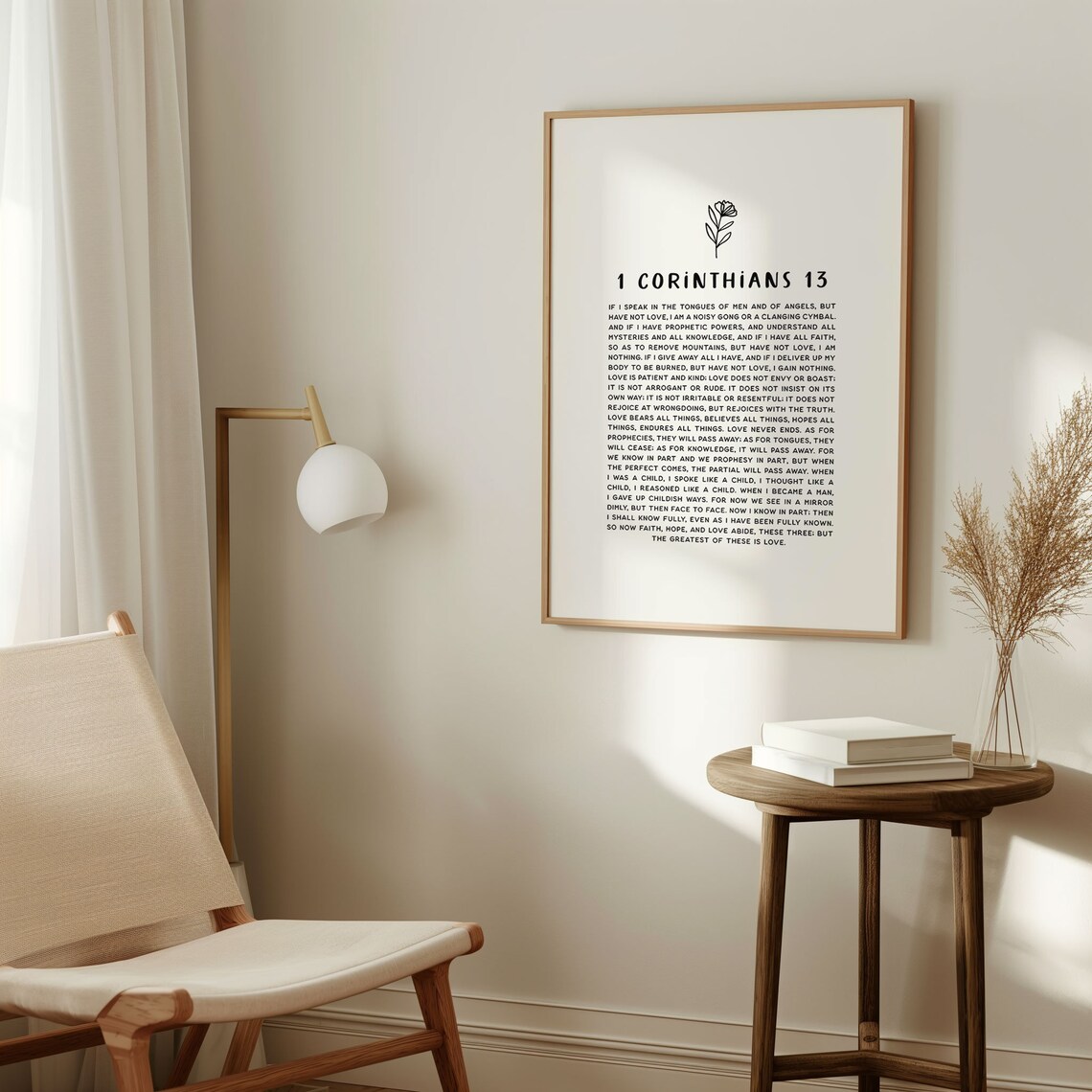 1 Corinthians 13 Love Chapter Full Text Botanical Bible Verse Poster - Image 3