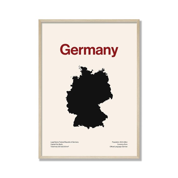 Minimalist Germany Map Print Modern Wall Art Contemporary Travel Poster Neutral Home Decor Lover Gift