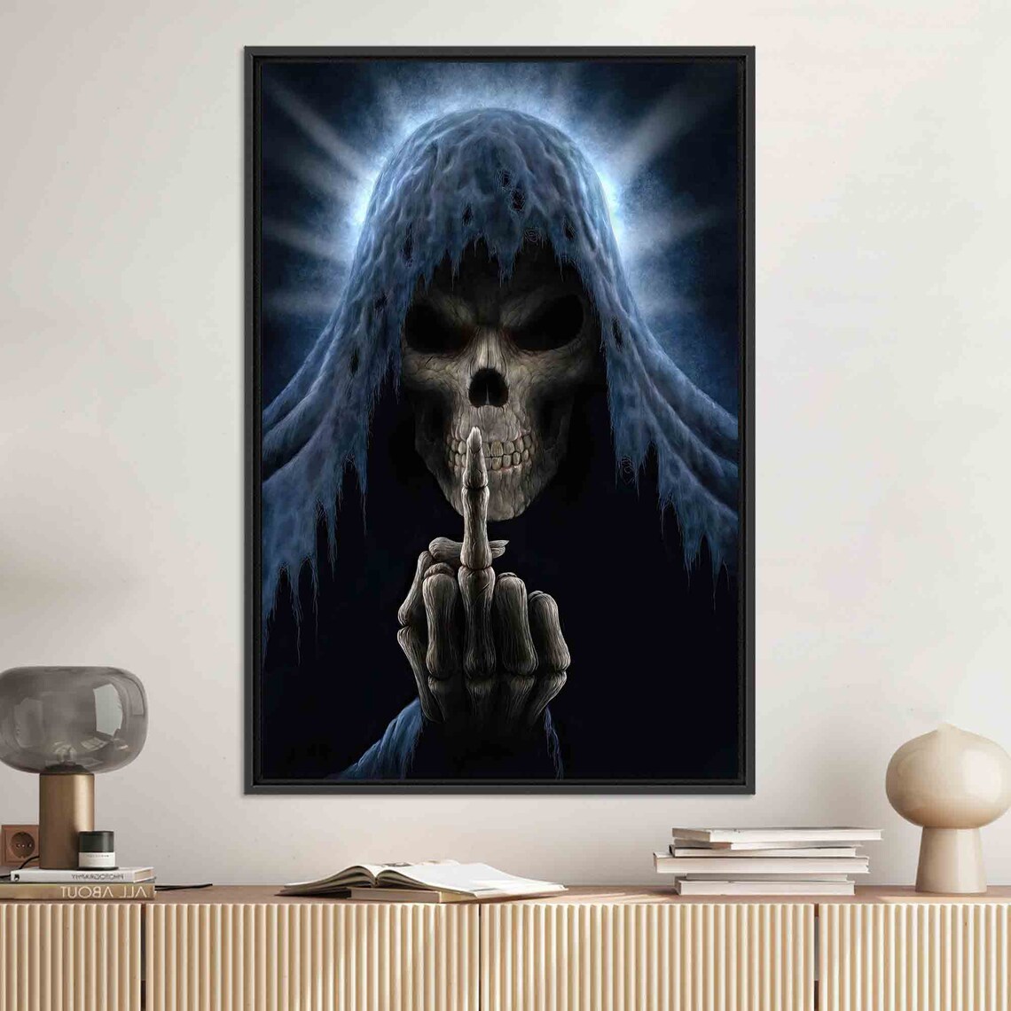 Middle Finger Art, Satanic Demon Skull Artwork - Image 3