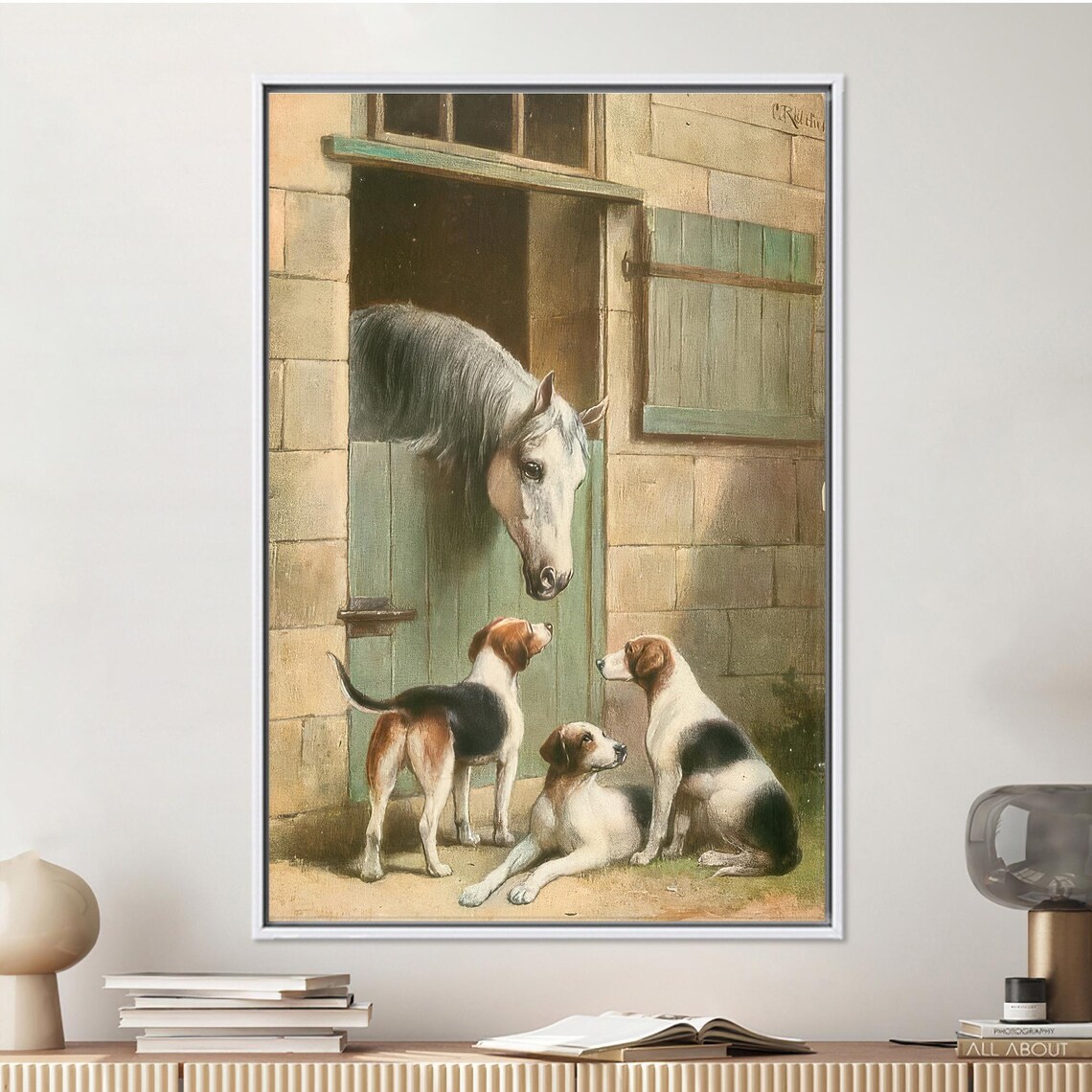 Horse Printed Dog Wall Art Farm Poster Animal Art Decor Farmhouse Art Coastal Horse And Dogs Personalize Gift - Image 4