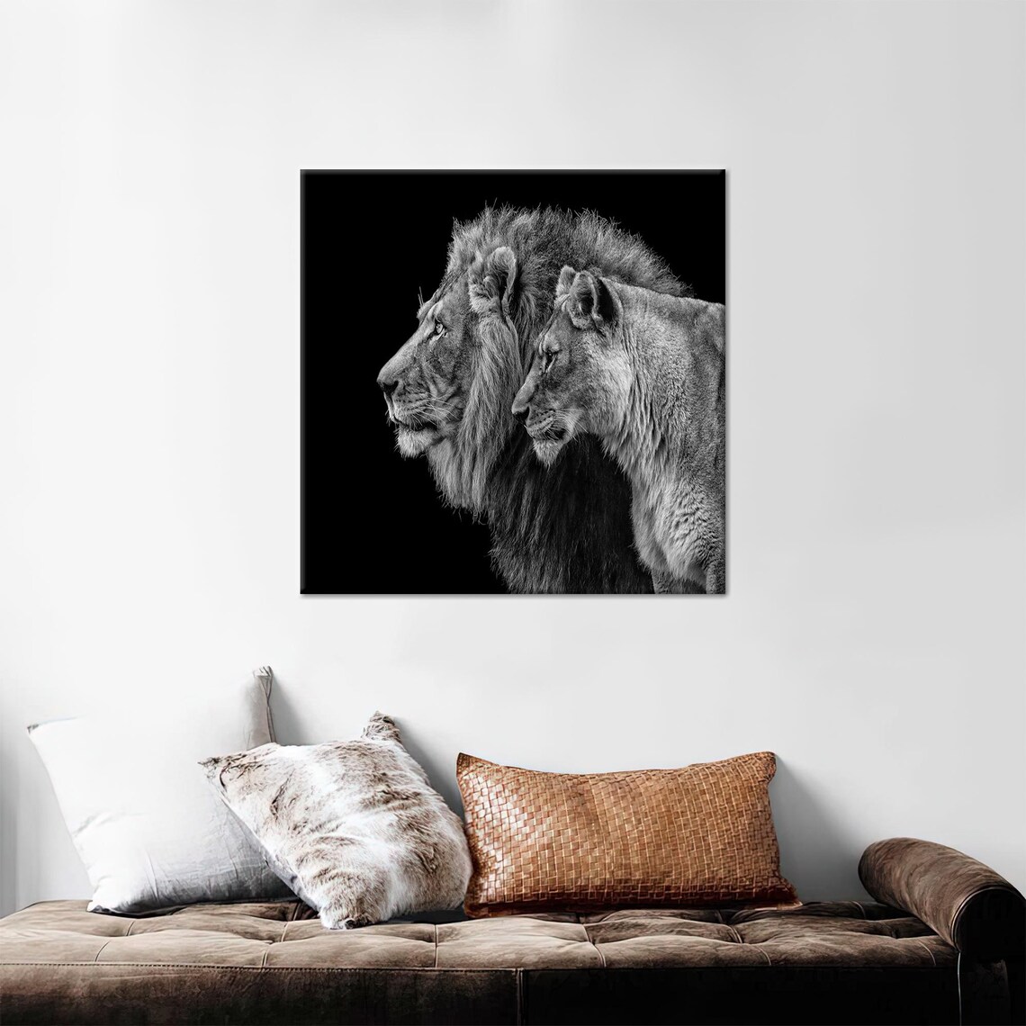 Lion Couple Personalized Man Cave Art Print