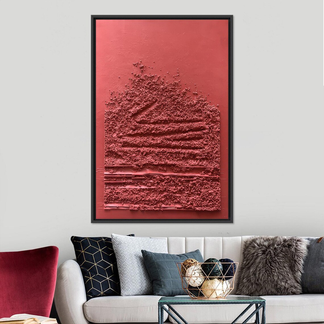 Abstract Red Wall Art Wedding Decor Abstract Modern Wall Decor Red Wall Decor Housewarming Gift Red Poster Tempered Glass - Image 3