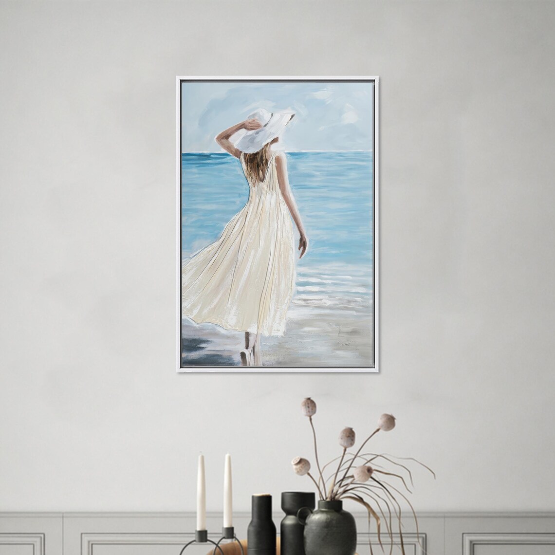 Woman With White Dress, Modern Poster - Image 4
