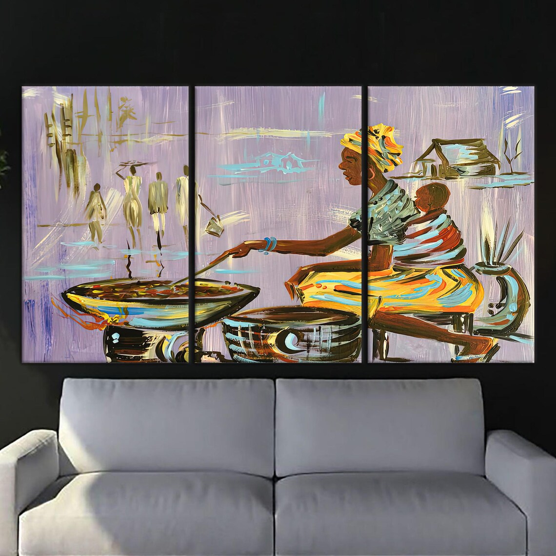 African Mother Cooking, Authentic Nigerian Art Print - Image 3