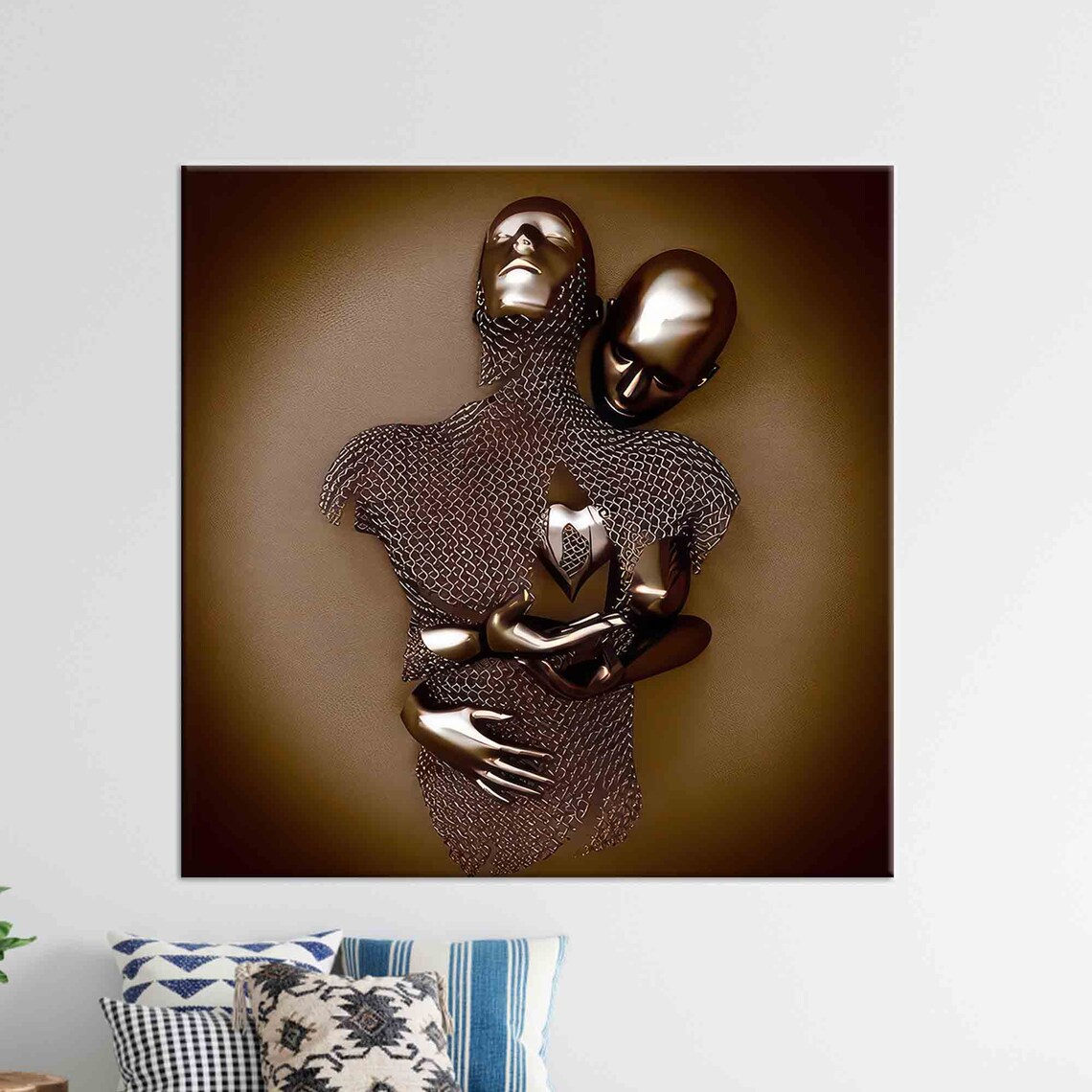 Couple Art, Modern Hugging Metallic Poster