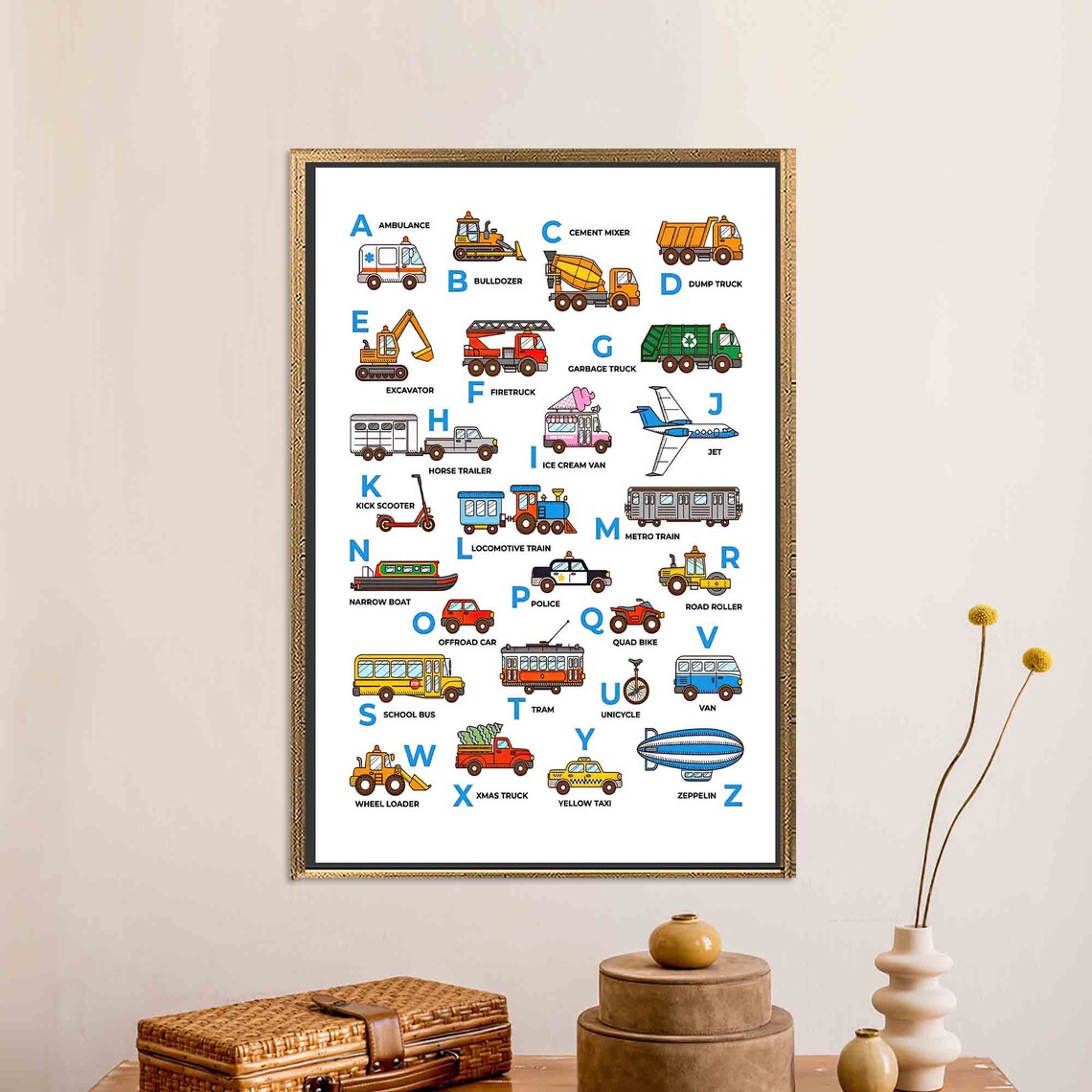 Vehicle ABC Alphabet Art, Kids Room Decor - Image 2