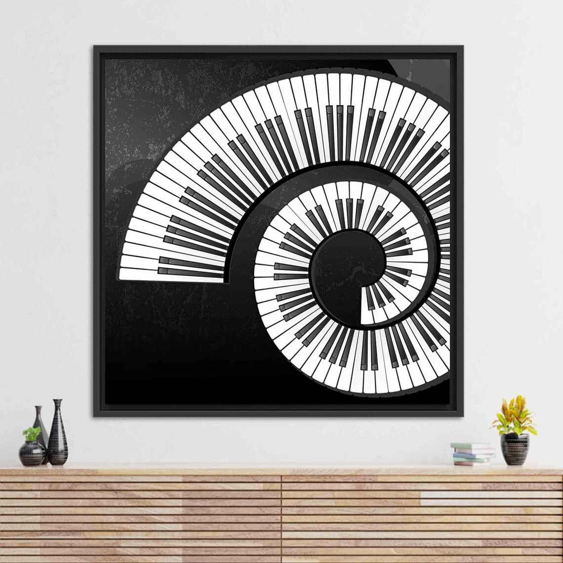 Paino Keys Black And White Music Room Wall Art - Image 3