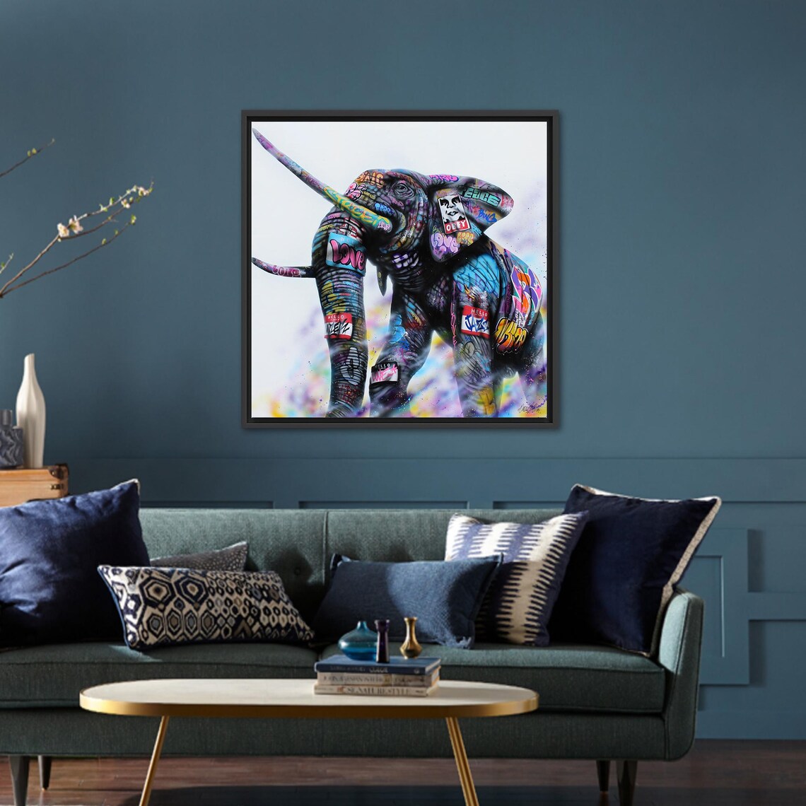 Colorful Elephant Graffiti Wall Decoration - Image 3
