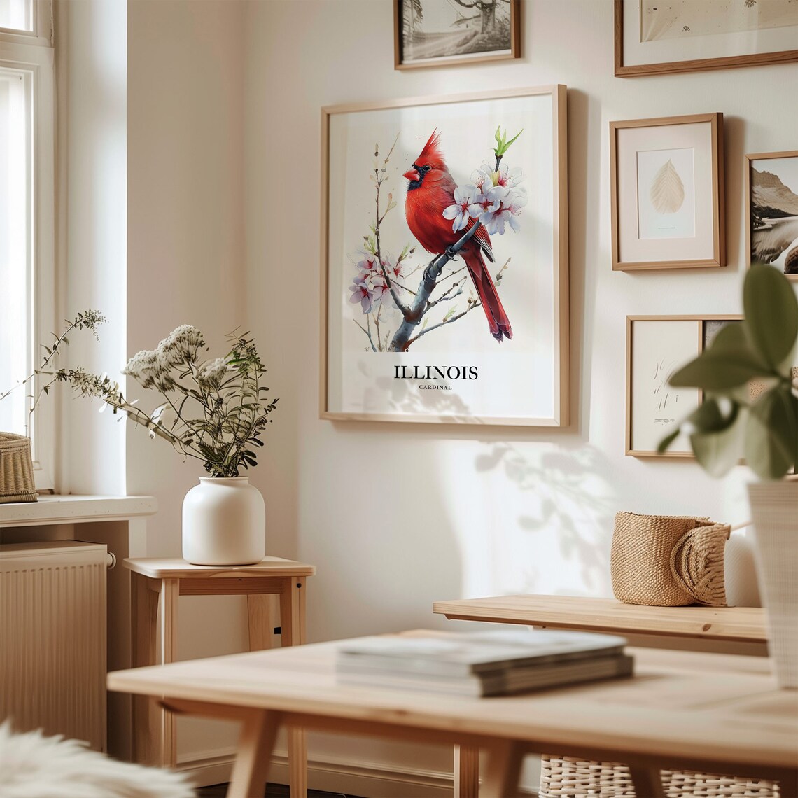 Illinois State Bird and Flower Art Print - Image 2