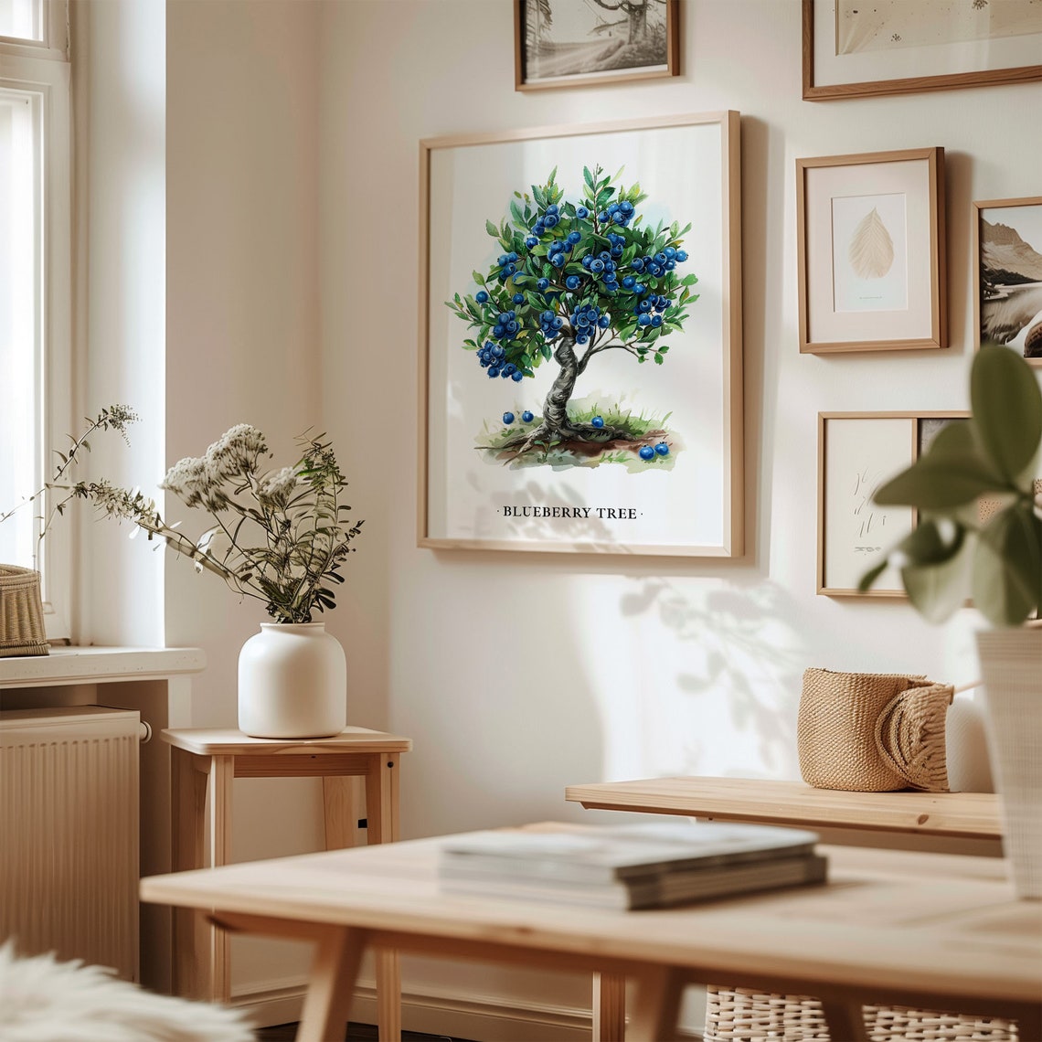 Blueberry Tree Fruit Tree Botanical Watercolor Kitchen Art Poster - Image 2