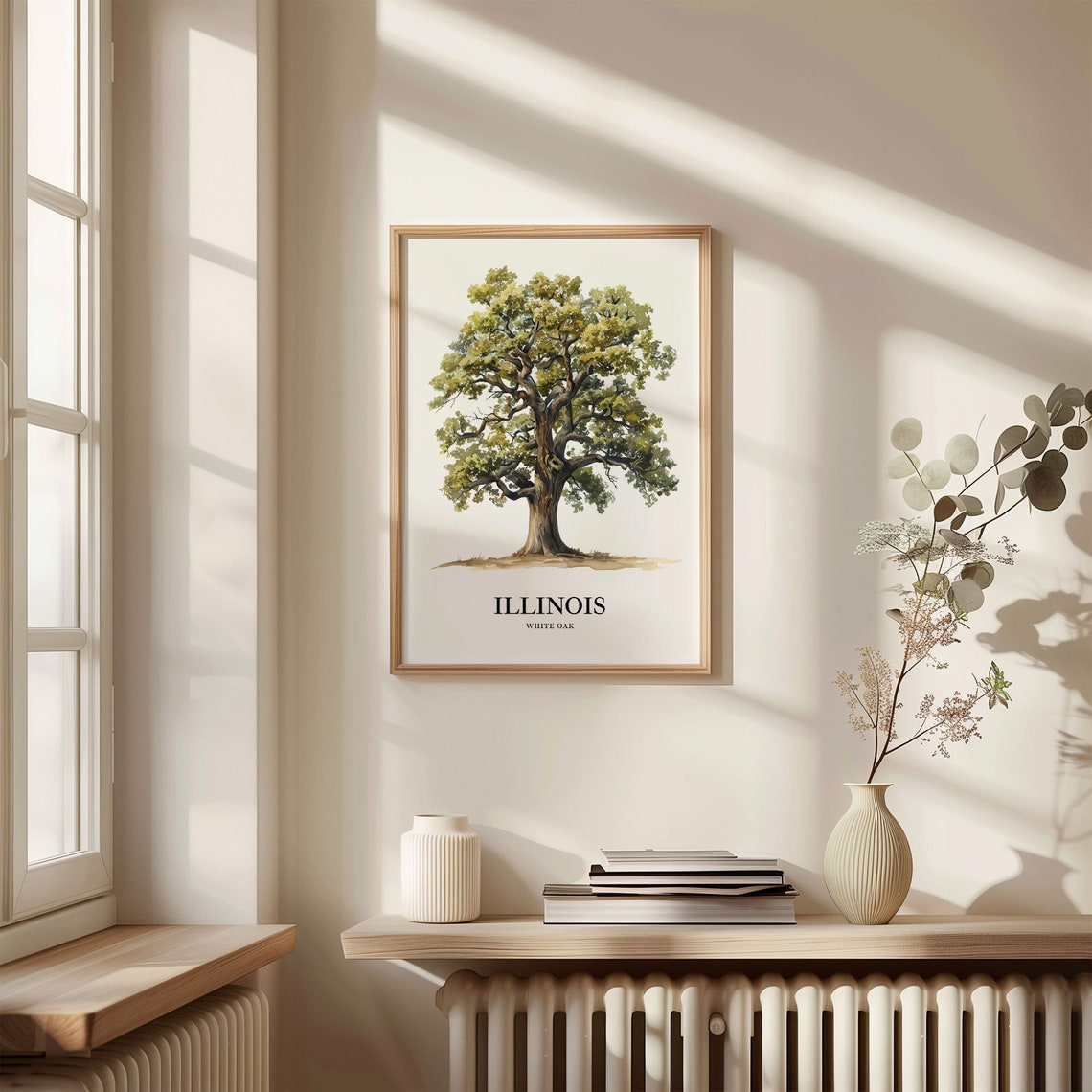 Majestic Illinois White Oak Watercolor Tree Illustration Poster - Image 3