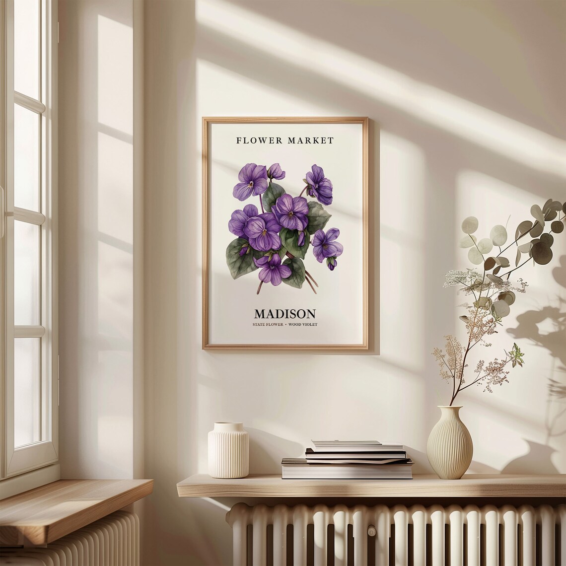 Madison Wisconsin Wood Violet Botanical Flower Market Poster - Image 3