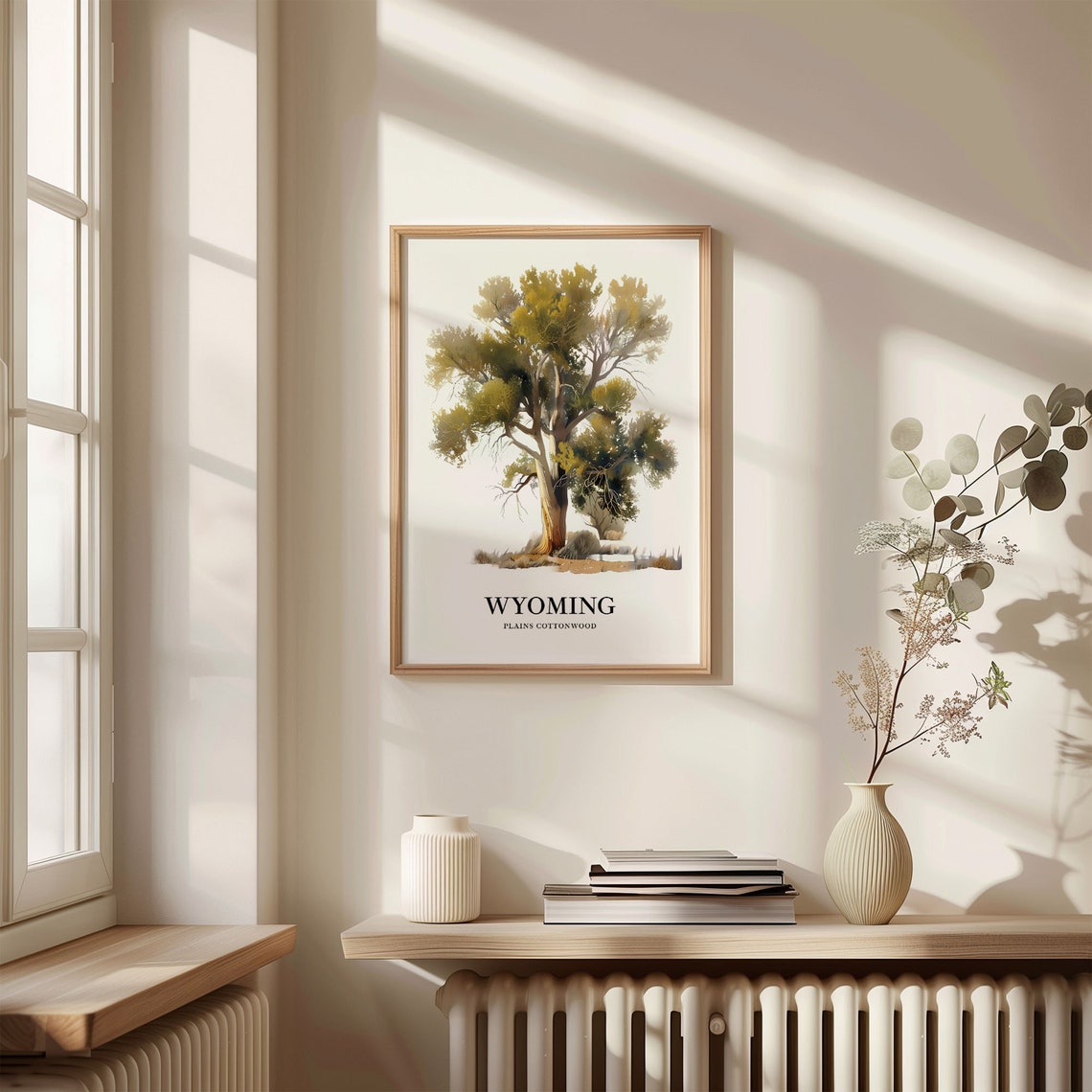 Wyoming Plains Cottonwood State Tree Prairie Watercolor Poster - Image 3