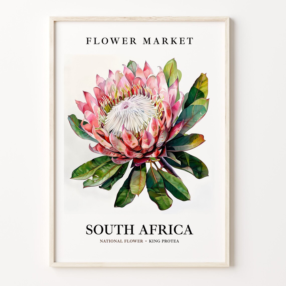 King Protea Art Print, Neutral Botanical Wall Art