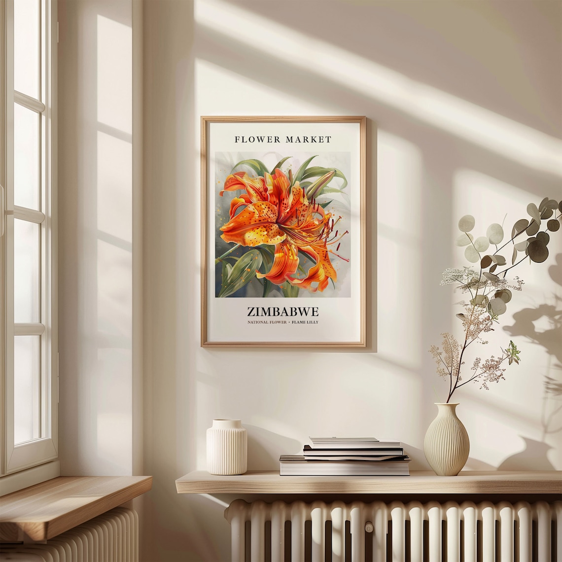 Zimbabwe National Flower Art Print, Flame Lily Botanical - Image 3